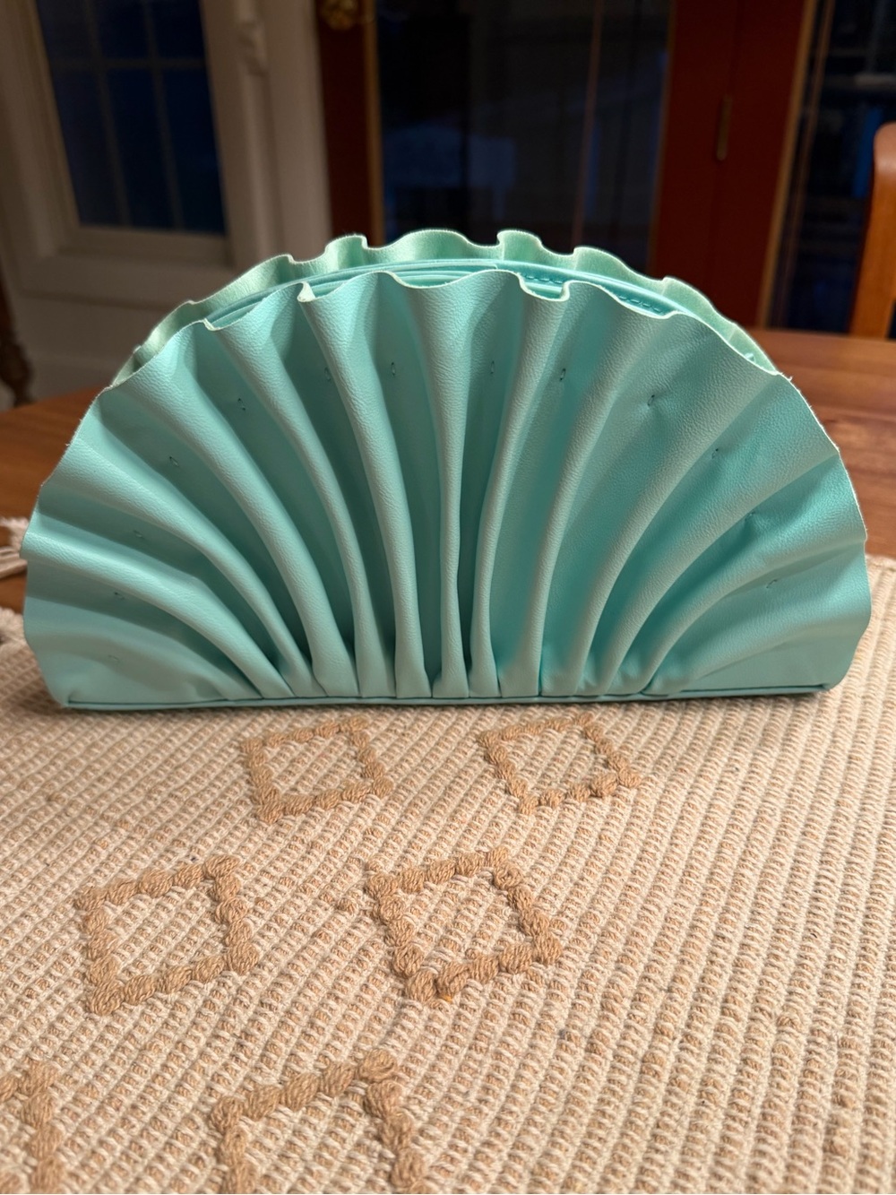 Teal Seashell Clutch with Magnetic Closure